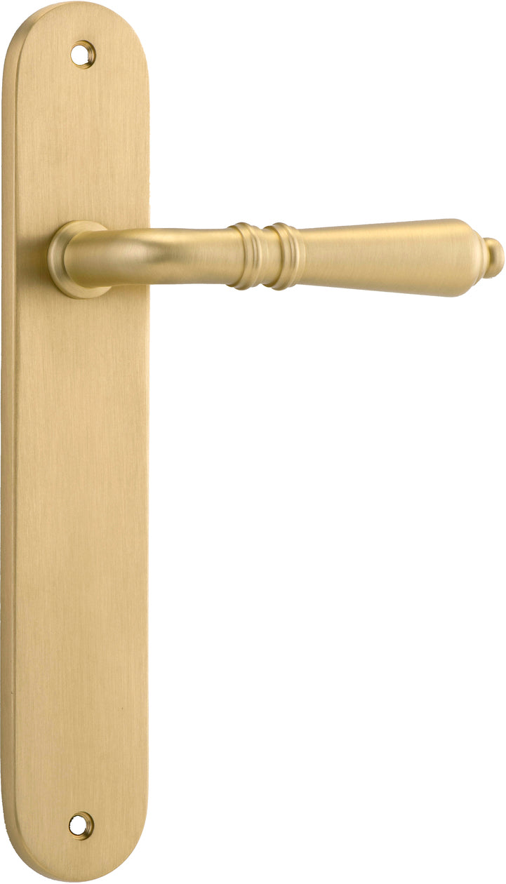 Sarlat Lever - Oval Backplate - Entry Point - Iver - Brushed Gold PVD - Door Levers