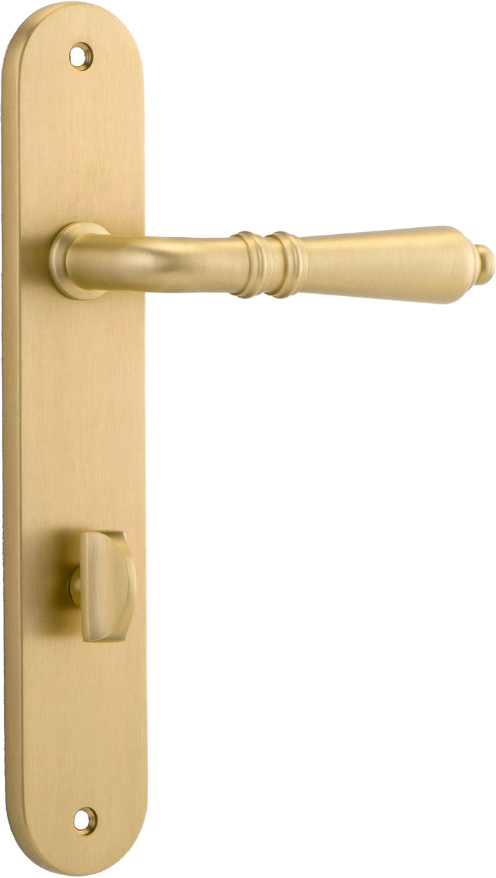 Sarlat Lever - Oval Backplate - Entry Point - Iver - Brushed Gold PVD - Door Levers