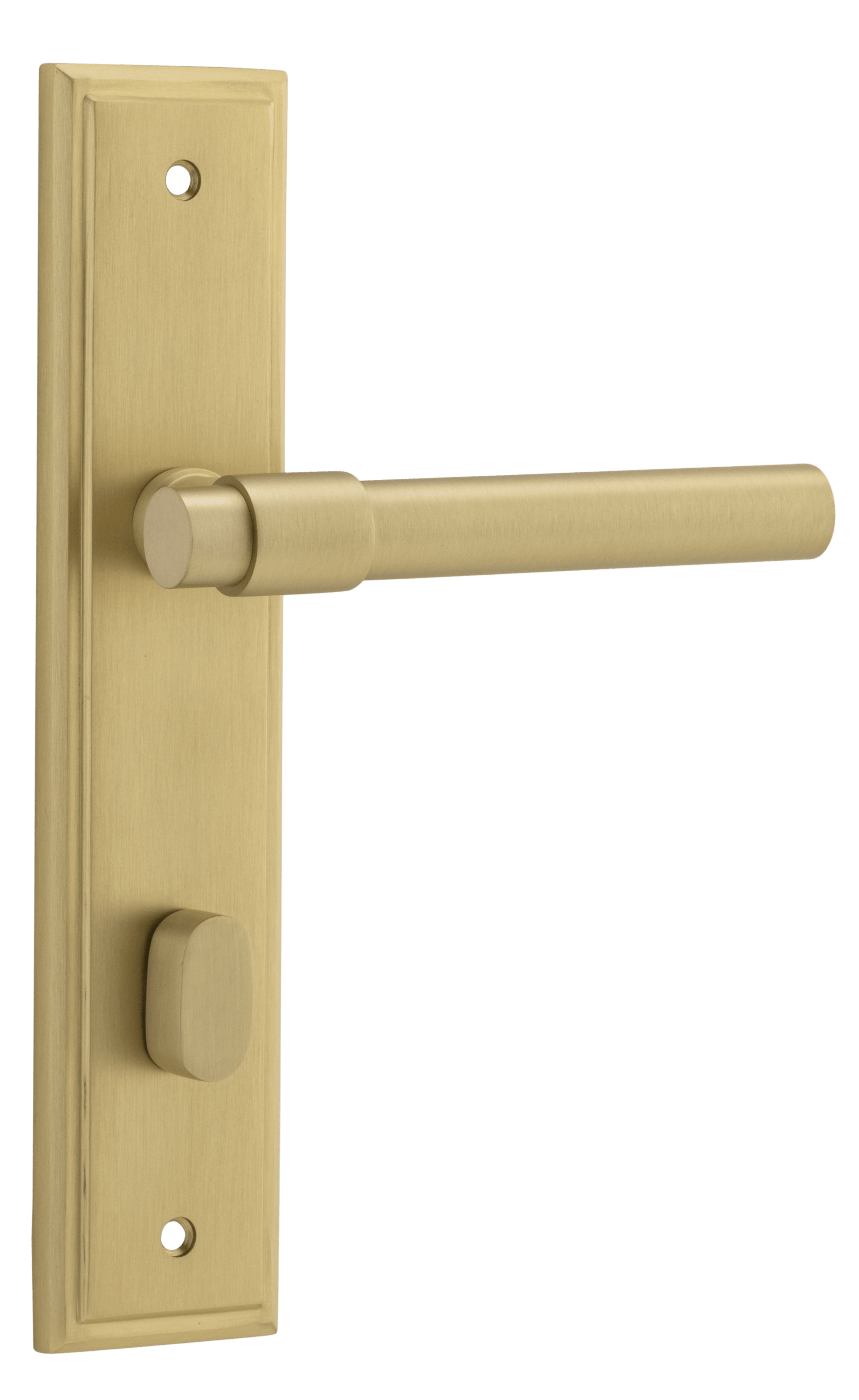 Helsinki Lever - Stepped Backplate - Entry Point - Iver - Brushed Gold PVD - Door Levers