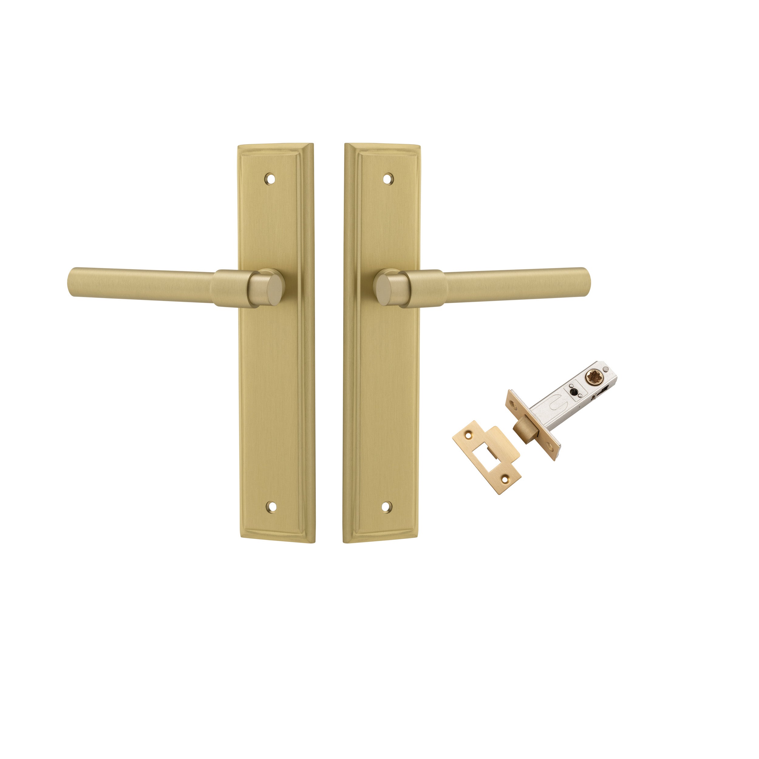 Helsinki Lever - Stepped Backplate - Entry Point - Iver - Brushed Gold PVD - Door Levers