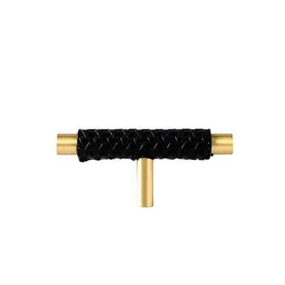 Maggie Brass And Leather Cabinetry T Handle - Little Swagger