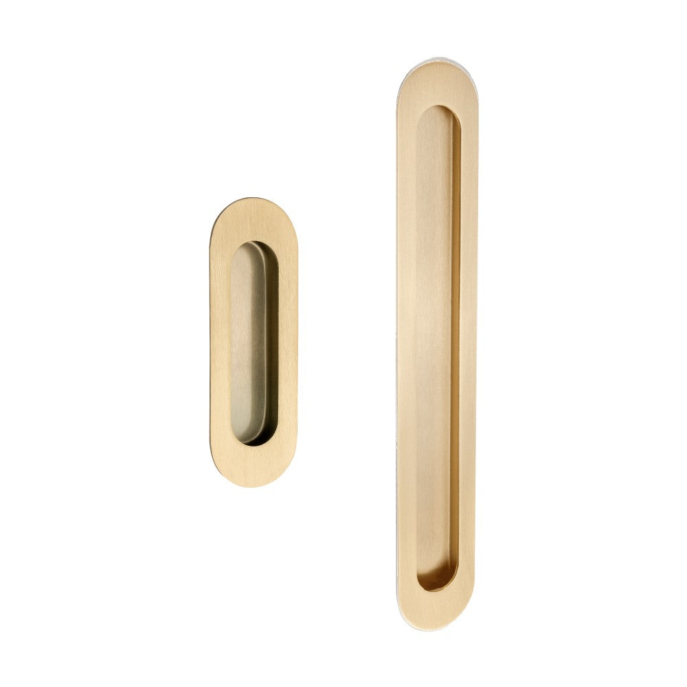 Duke Oval Flush Pull - Satin Brass