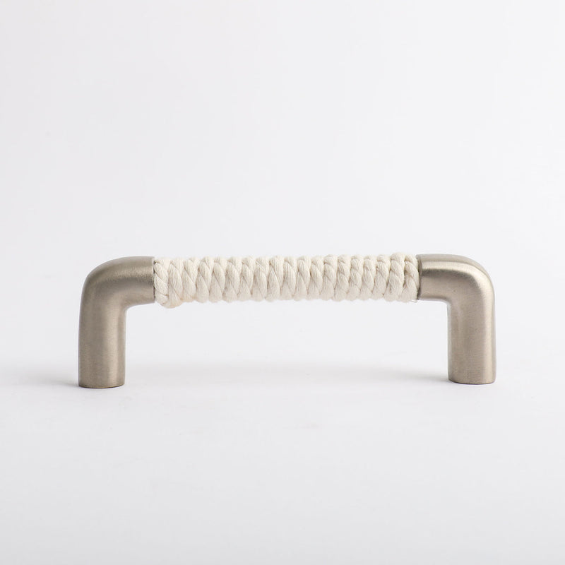 Rope Handle - White Cotton with Satin Nickel By Hepburn