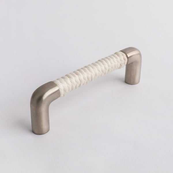 Rope Handle - White Cotton with Satin Nickel By Hepburn