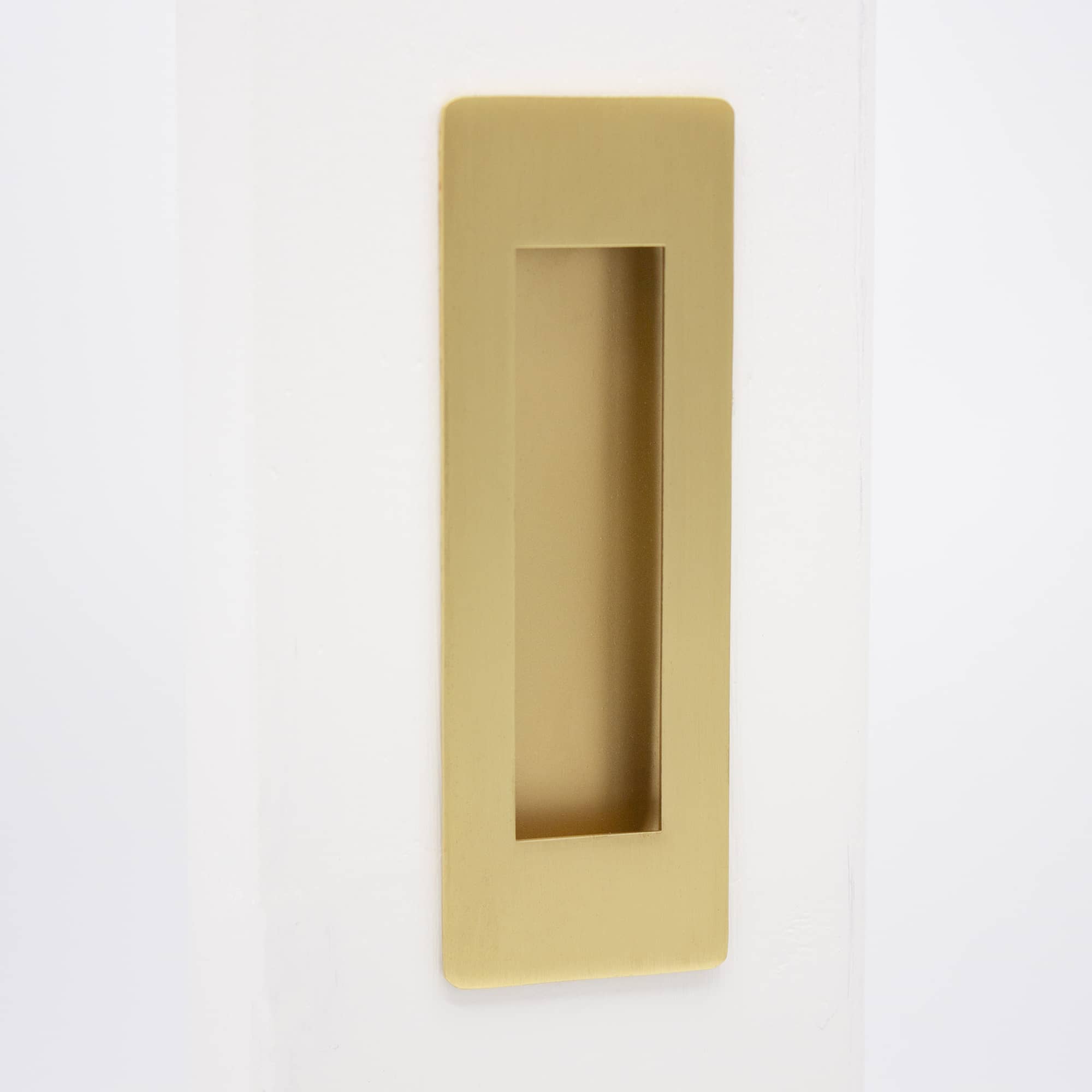 Satin Brass Sliding Door Flush Pull 120mm x 40mm - Manovella