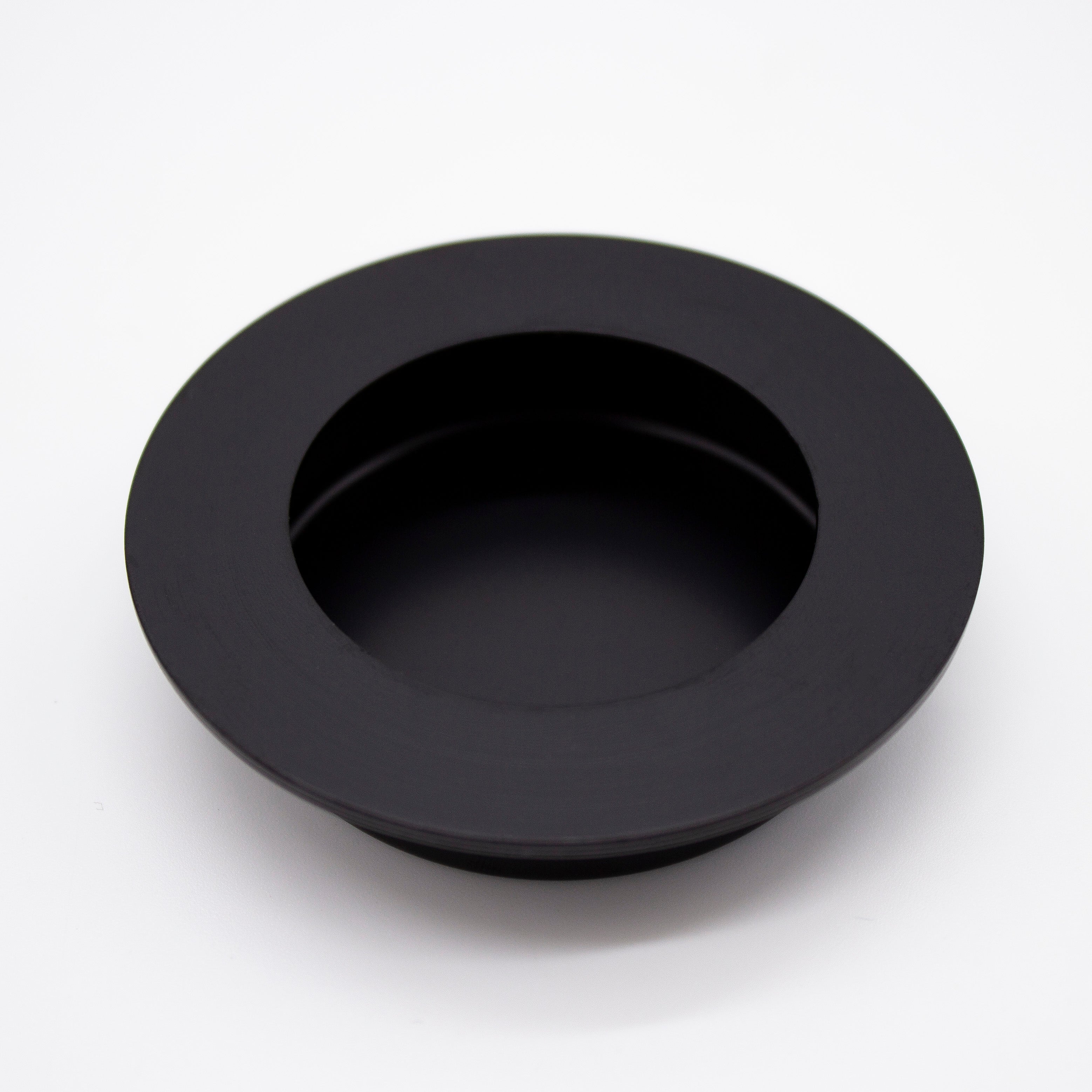 Matt Black Sliding Door Round Flush Pull 65mm - Manovella