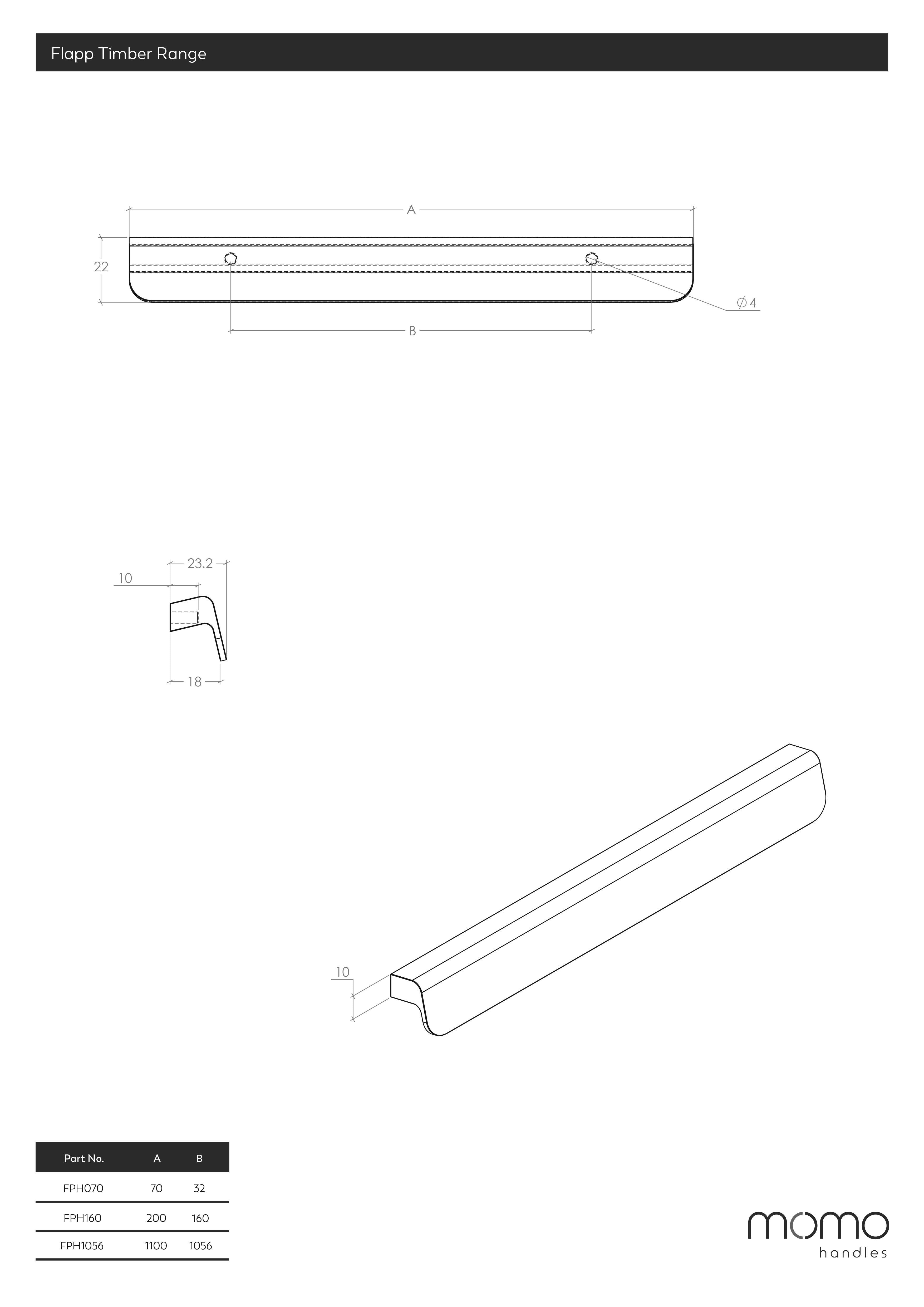 Momo Flapp Timber Pull Handle