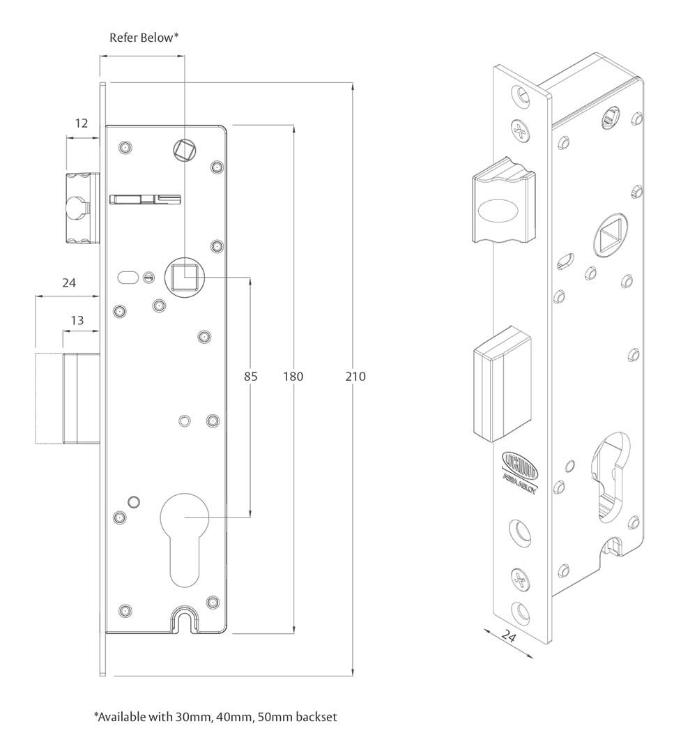 Lockwood Induro 30mm Backset Euro Mortice