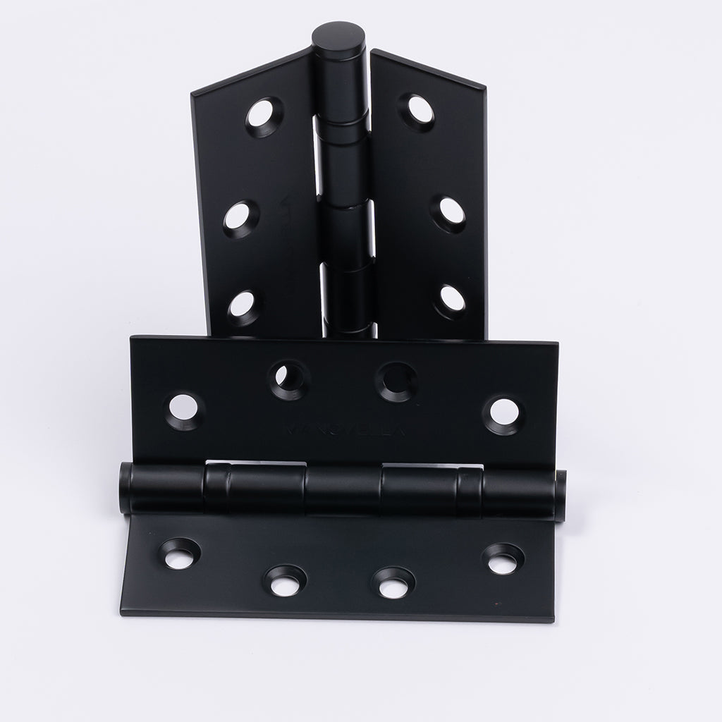 Matt Black Ball Bearing Hinge (Pair) 100mm x 75mm - Manovella