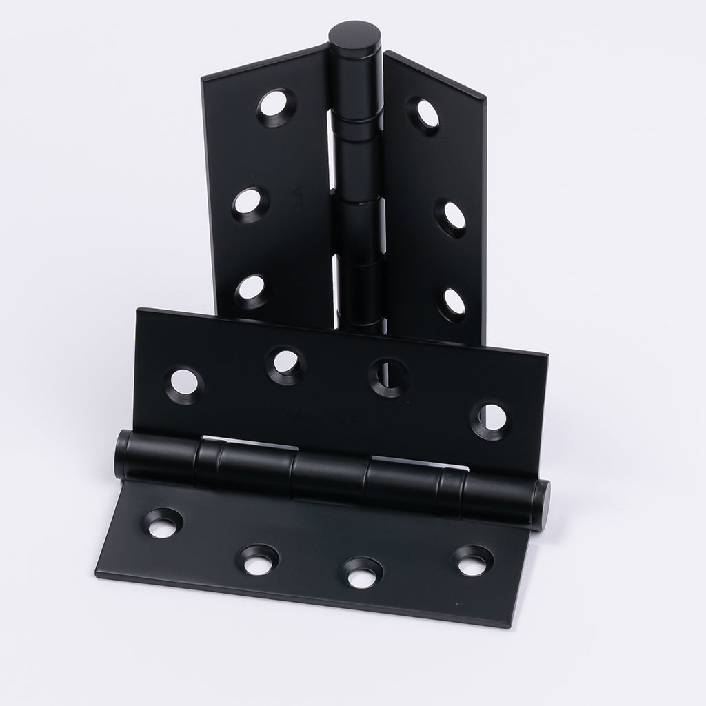 Matt Black Ball Bearing Hinge (Pair) 100mm x 75mm - Manovella