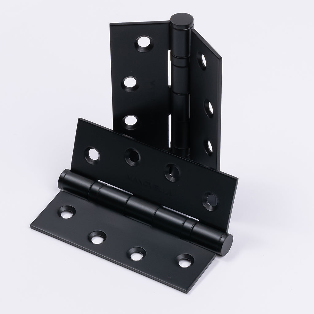 Matt Black Ball Bearing Hinge (Pair) 100mm x 75mm - Manovella