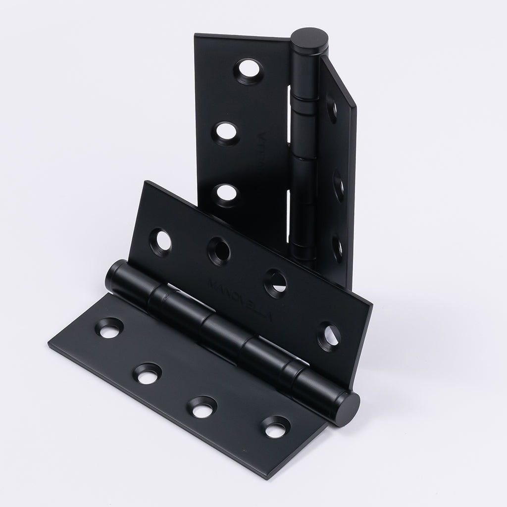 Matt Black Ball Bearing Hinge (Pair) 100mm x 75mm - Manovella