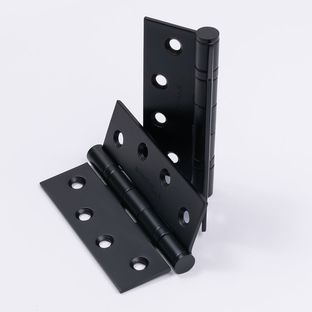 Matt Black Ball Bearing Hinge (Pair) 100mm x 75mm - Manovella