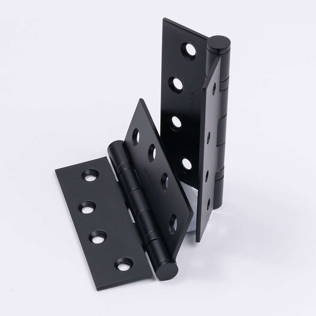 Matt Black Ball Bearing Hinge (Pair) 100mm x 75mm - Manovella