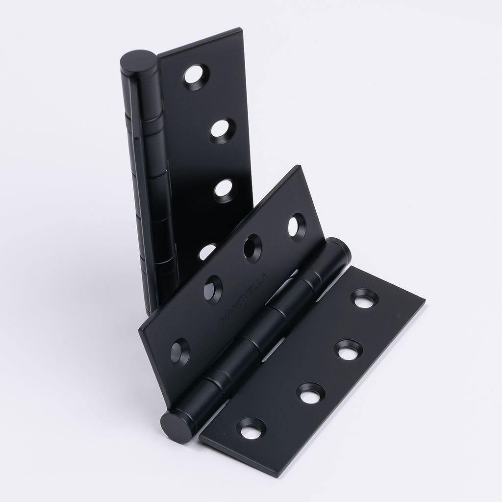 Matt Black Ball Bearing Hinge (Pair) 100mm x 75mm - Manovella