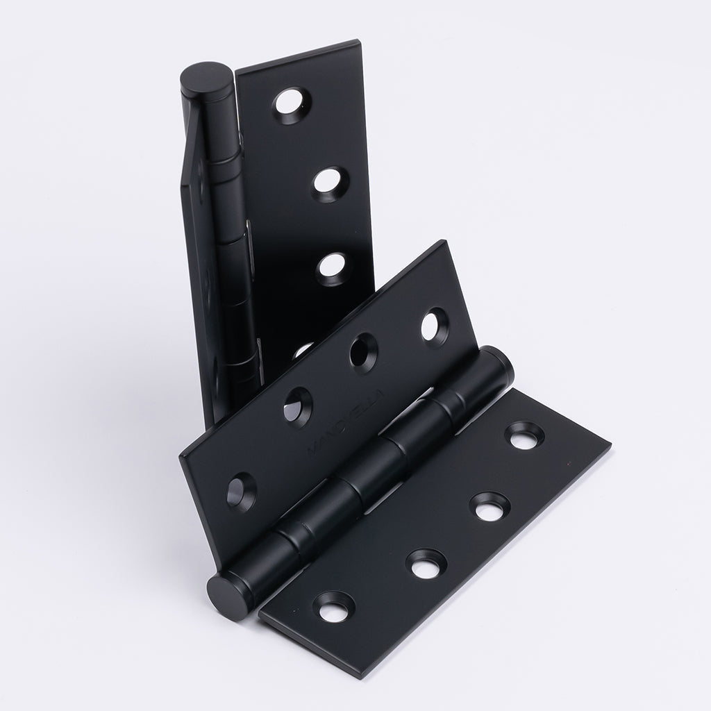 Matt Black Ball Bearing Hinge (Pair) 100mm x 75mm - Manovella