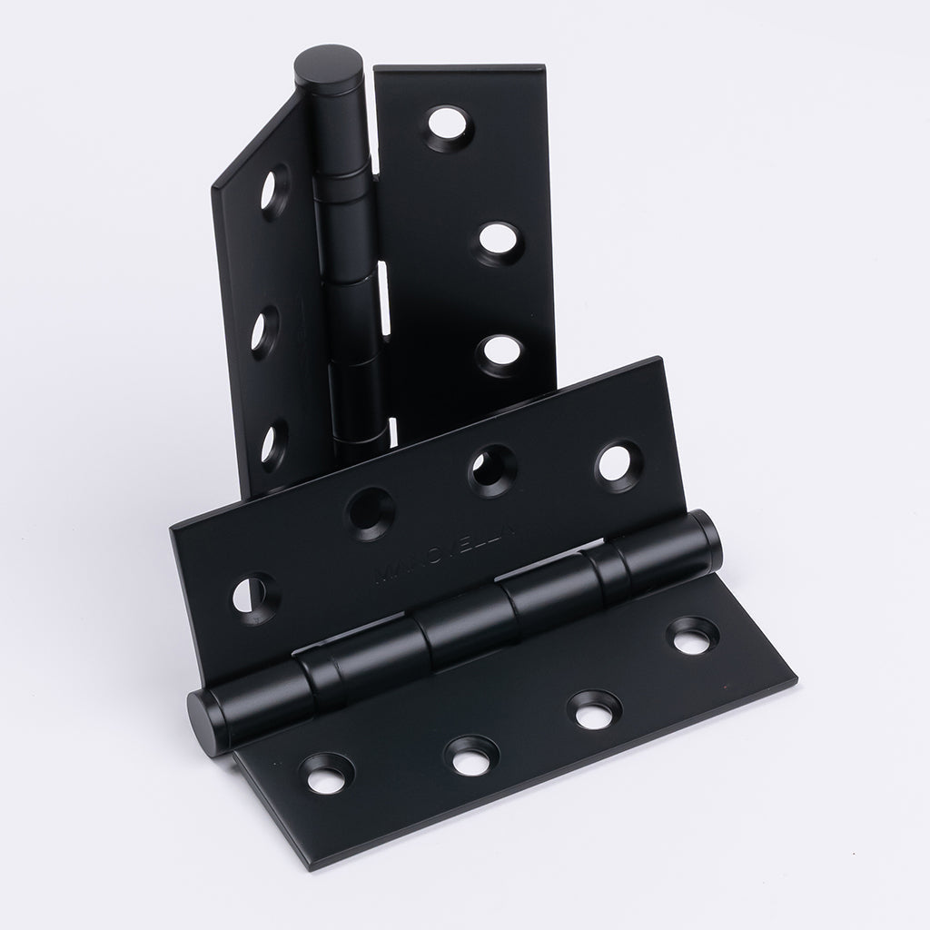 Matt Black Ball Bearing Hinge (Pair) 100mm x 75mm - Manovella