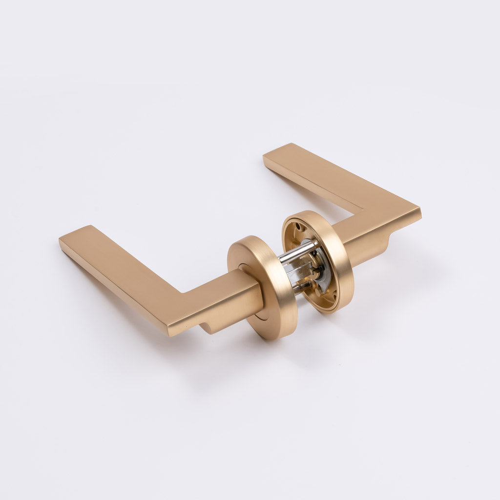 Satin Brass Passage Door Handle - Hamilton - Manovella