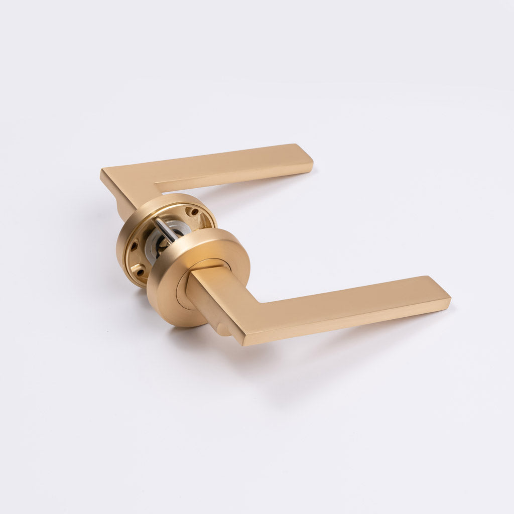 Satin Brass Passage Door Handle - Hamilton - Manovella