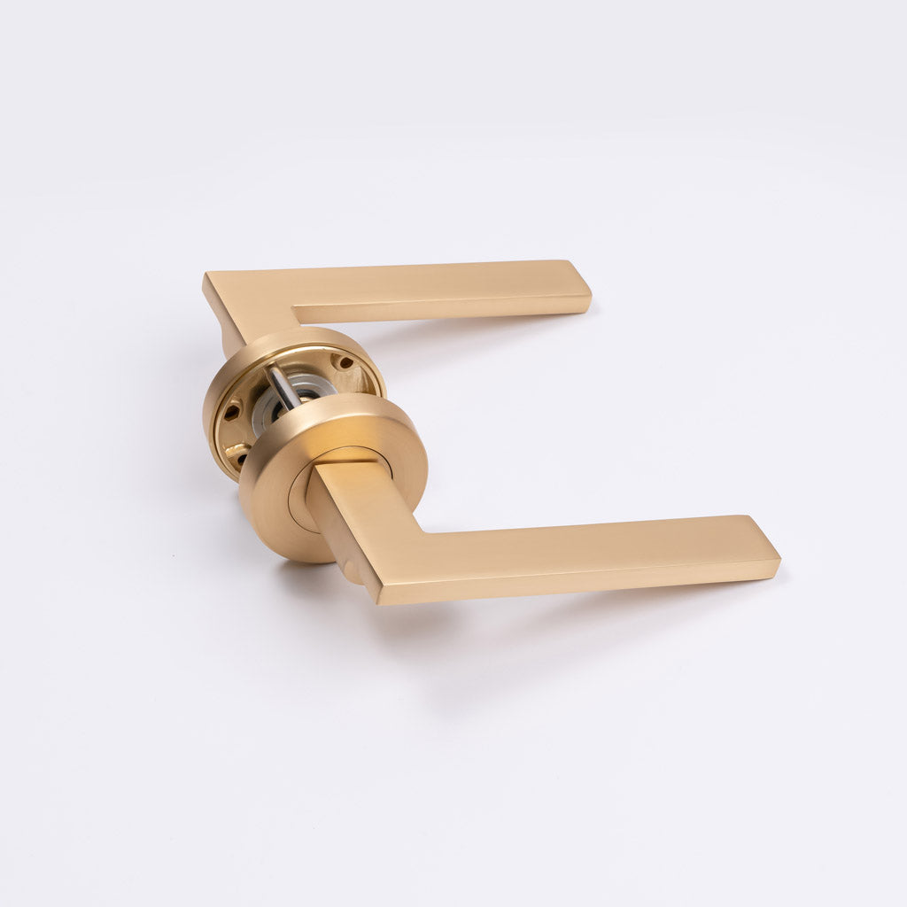 Satin Brass Passage Door Handle - Hamilton - Manovella