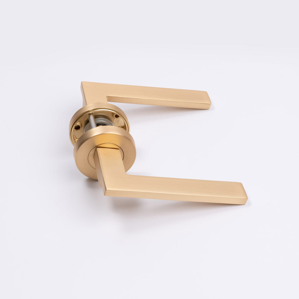 Satin Brass Passage Door Handle - Hamilton - Manovella