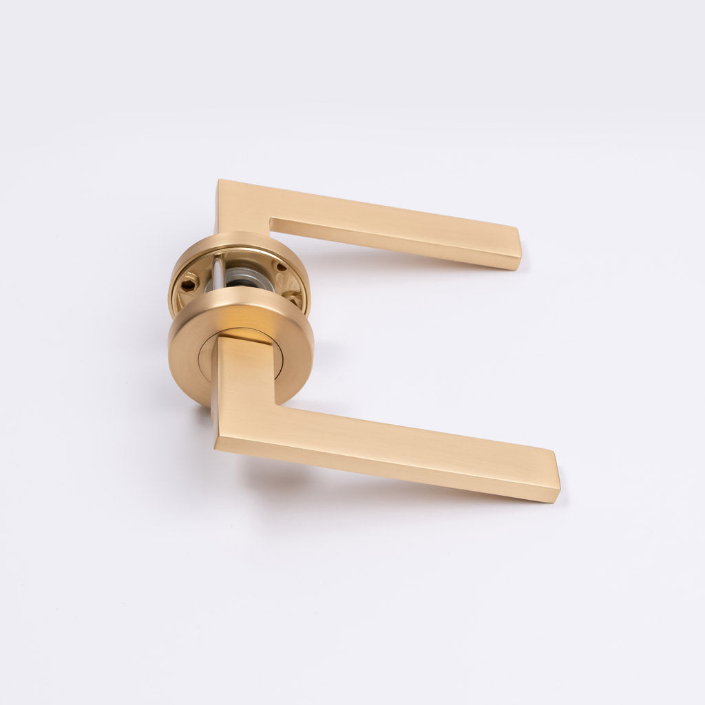 Satin Brass Passage Door Handle - Hamilton - Manovella