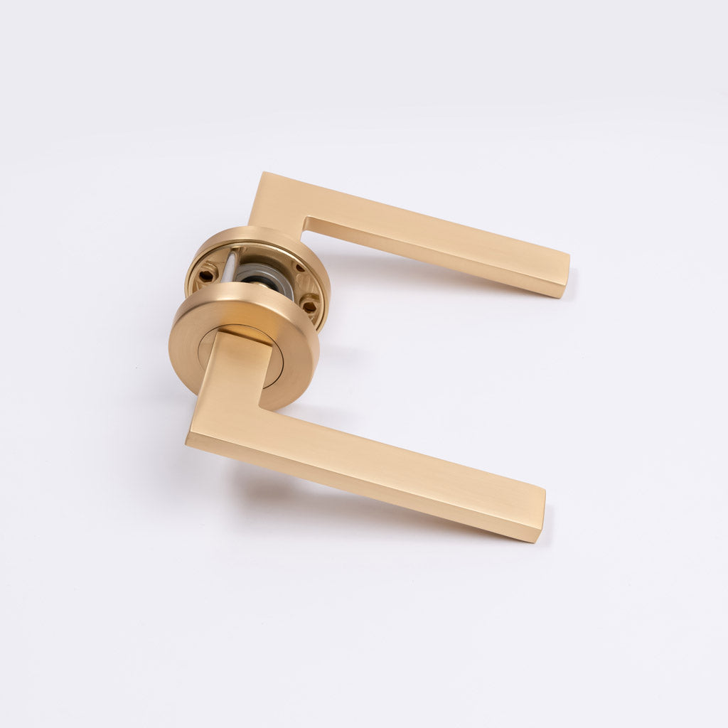 Satin Brass Passage Door Handle - Hamilton - Manovella