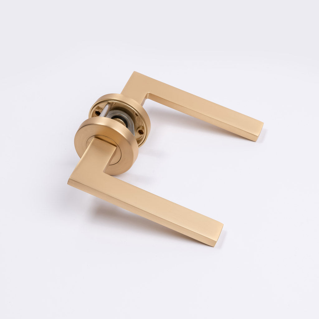 Satin Brass Passage Door Handle - Hamilton - Manovella