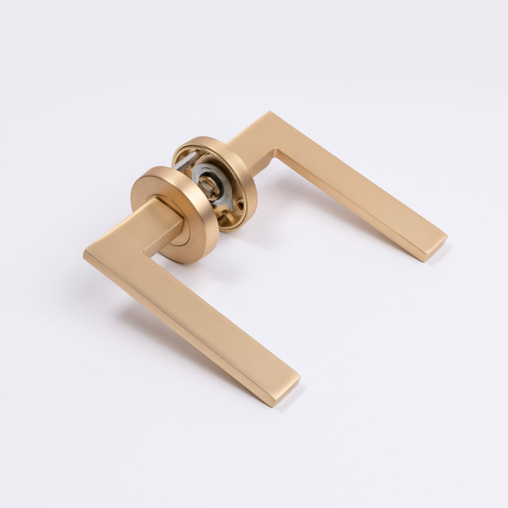 Satin Brass Passage Door Handle - Hamilton - Manovella