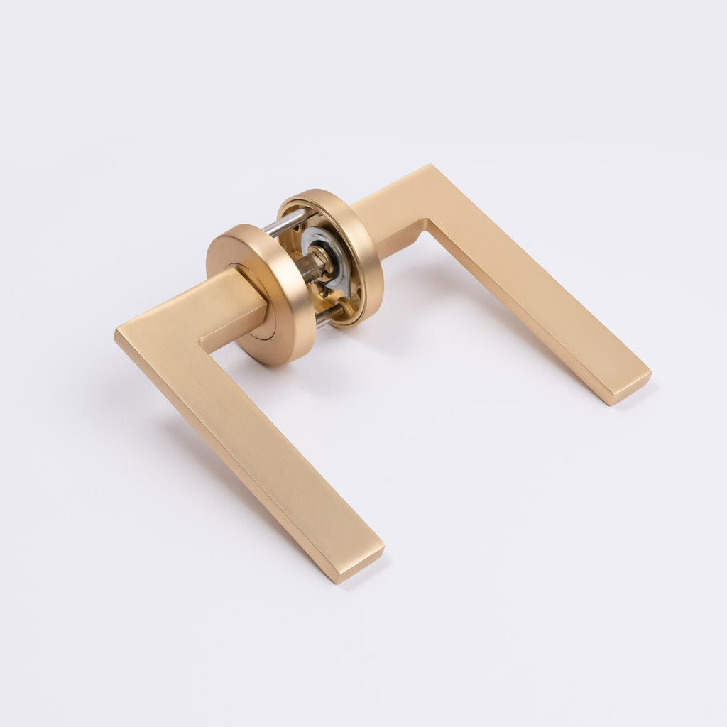 Satin Brass Passage Door Handle - Hamilton - Manovella