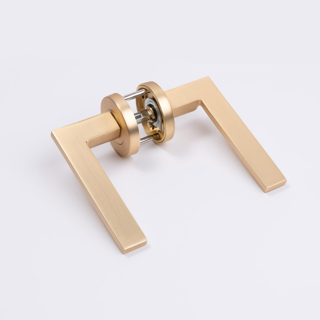 Satin Brass Passage Door Handle - Hamilton - Manovella