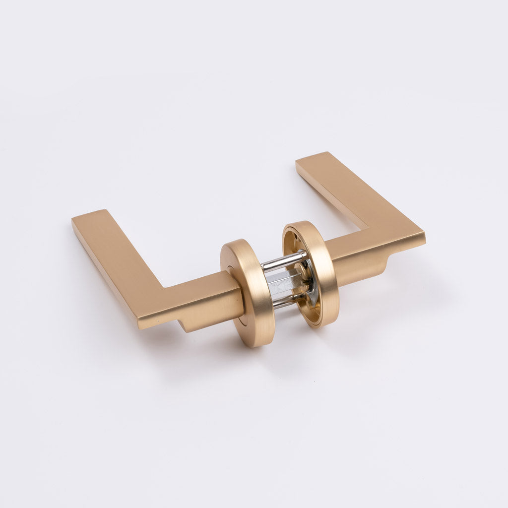 Satin Brass Passage Door Handle - Hamilton - Manovella