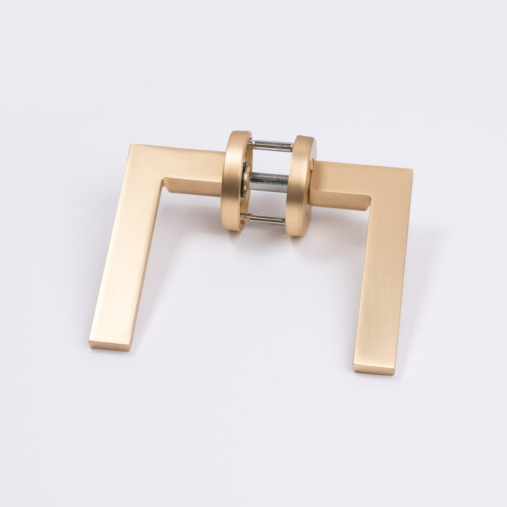 Satin Brass Passage Door Handle - Hamilton - Manovella