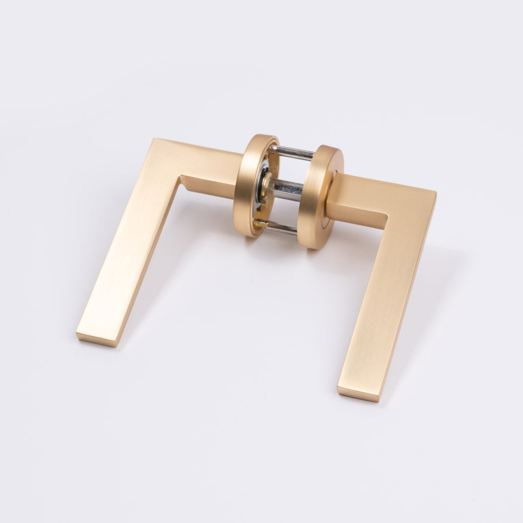 Satin Brass Passage Door Handle - Hamilton - Manovella