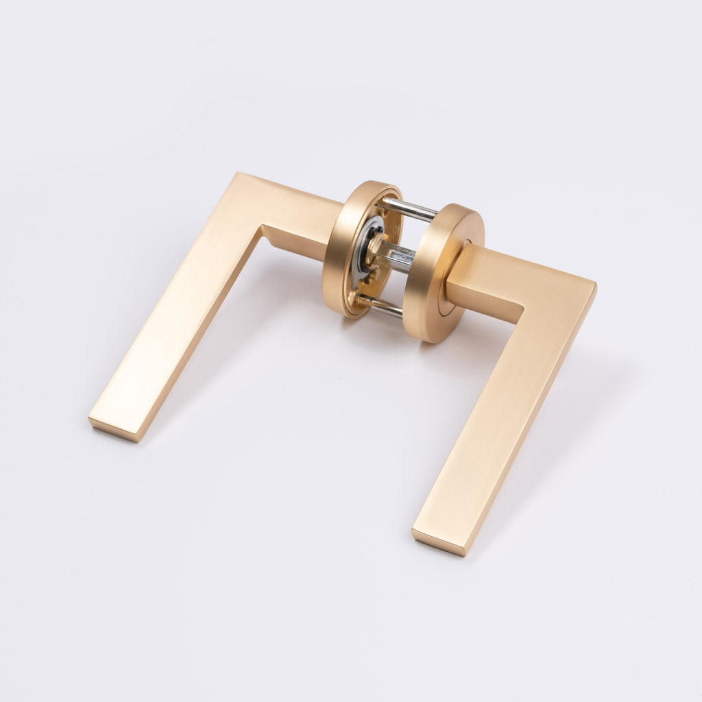 Satin Brass Passage Door Handle - Hamilton - Manovella