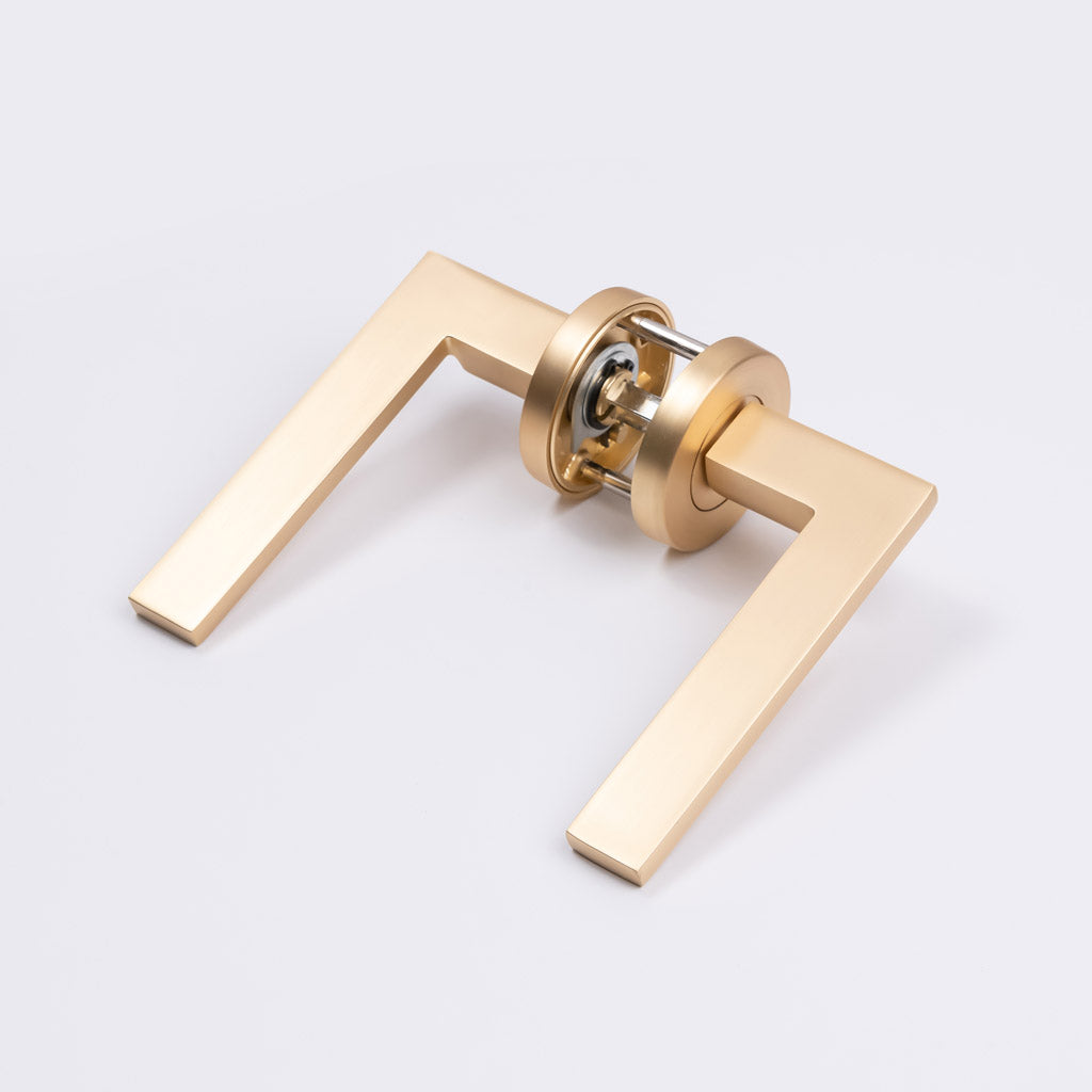 Satin Brass Passage Door Handle - Hamilton - Manovella