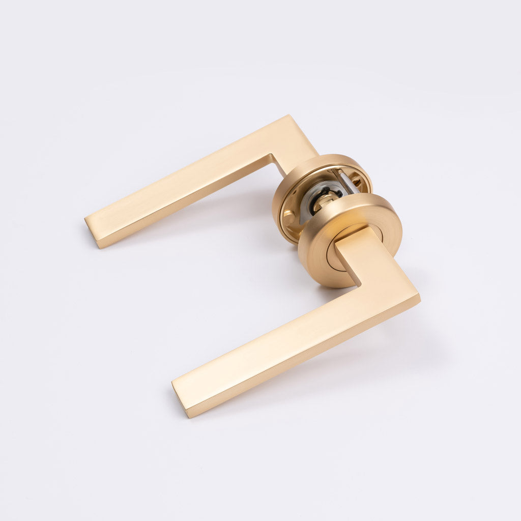 Satin Brass Passage Door Handle - Hamilton - Manovella