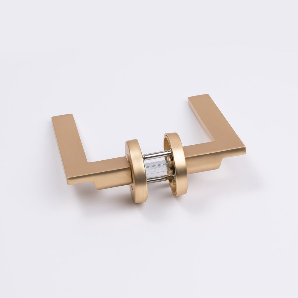 Satin Brass Passage Door Handle - Hamilton - Manovella