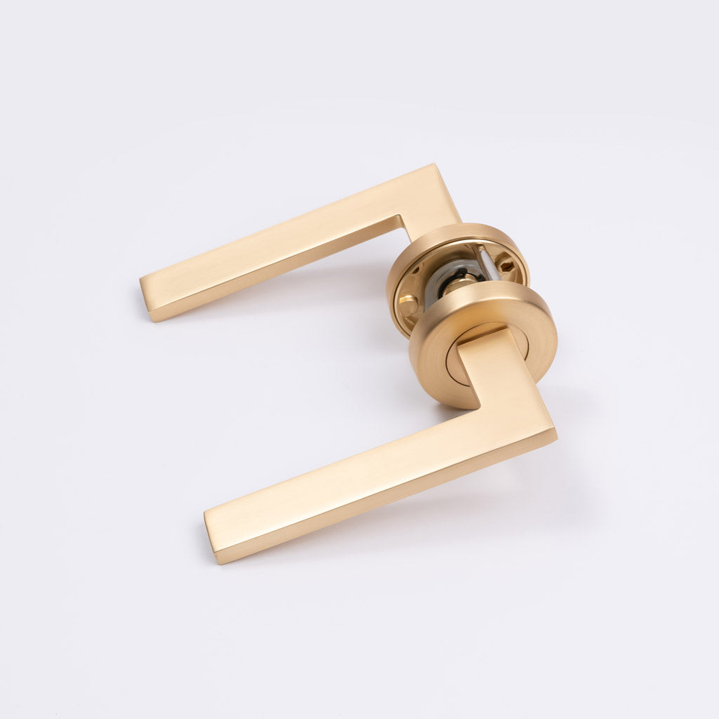 Satin Brass Passage Door Handle - Hamilton - Manovella