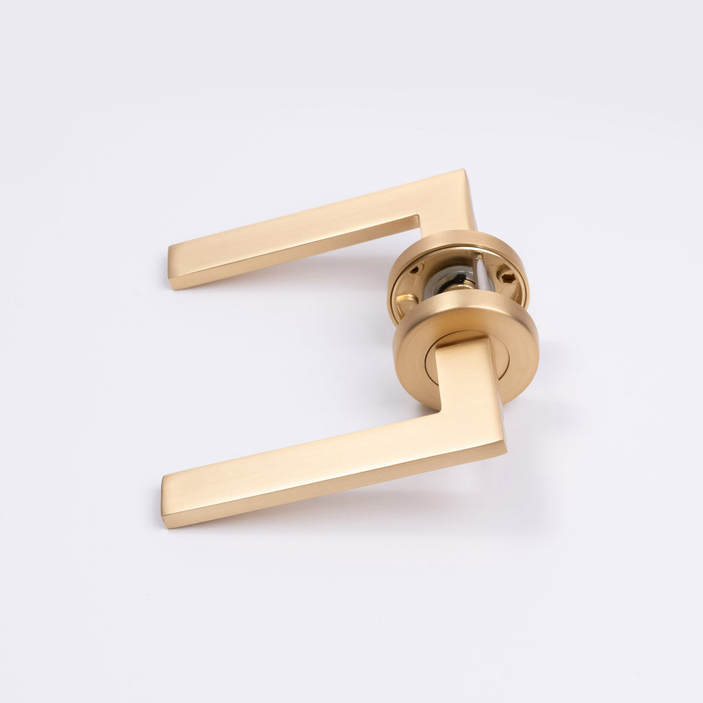 Satin Brass Passage Door Handle - Hamilton - Manovella