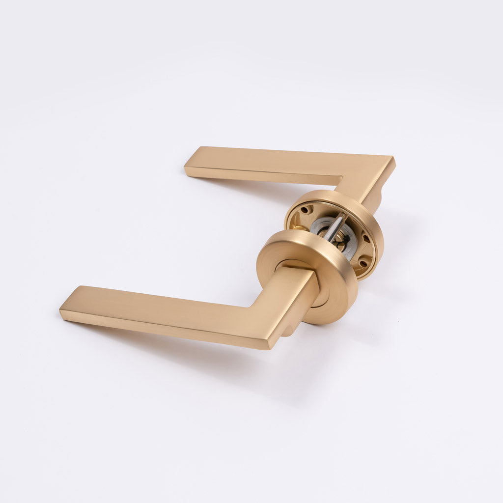 Satin Brass Passage Door Handle - Hamilton - Manovella