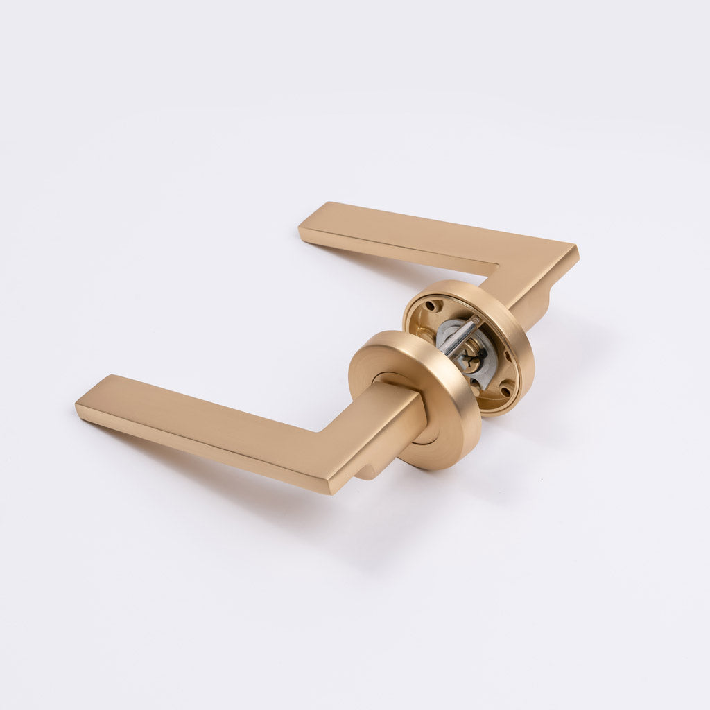 Satin Brass Passage Door Handle - Hamilton - Manovella