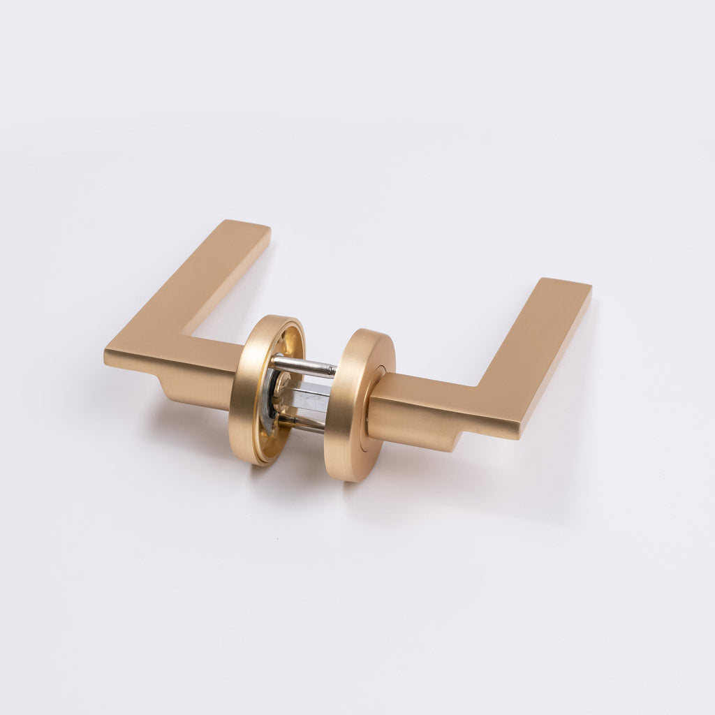 Satin Brass Passage Door Handle - Hamilton - Manovella