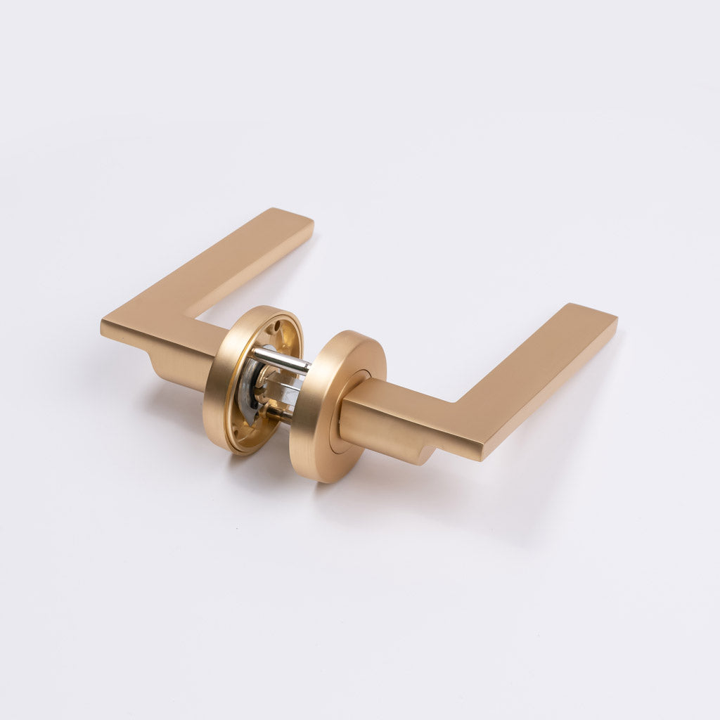 Satin Brass Passage Door Handle - Hamilton - Manovella