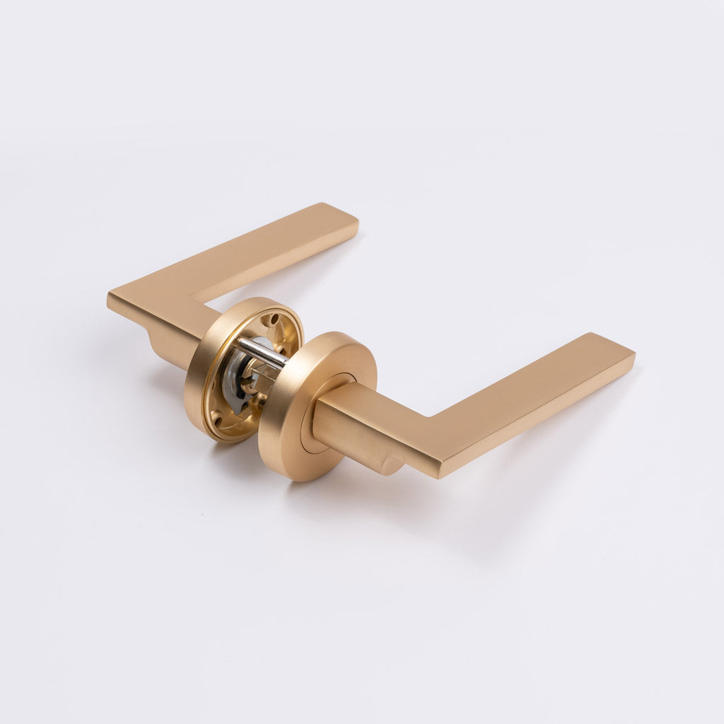 Satin Brass Passage Door Handle - Hamilton - Manovella