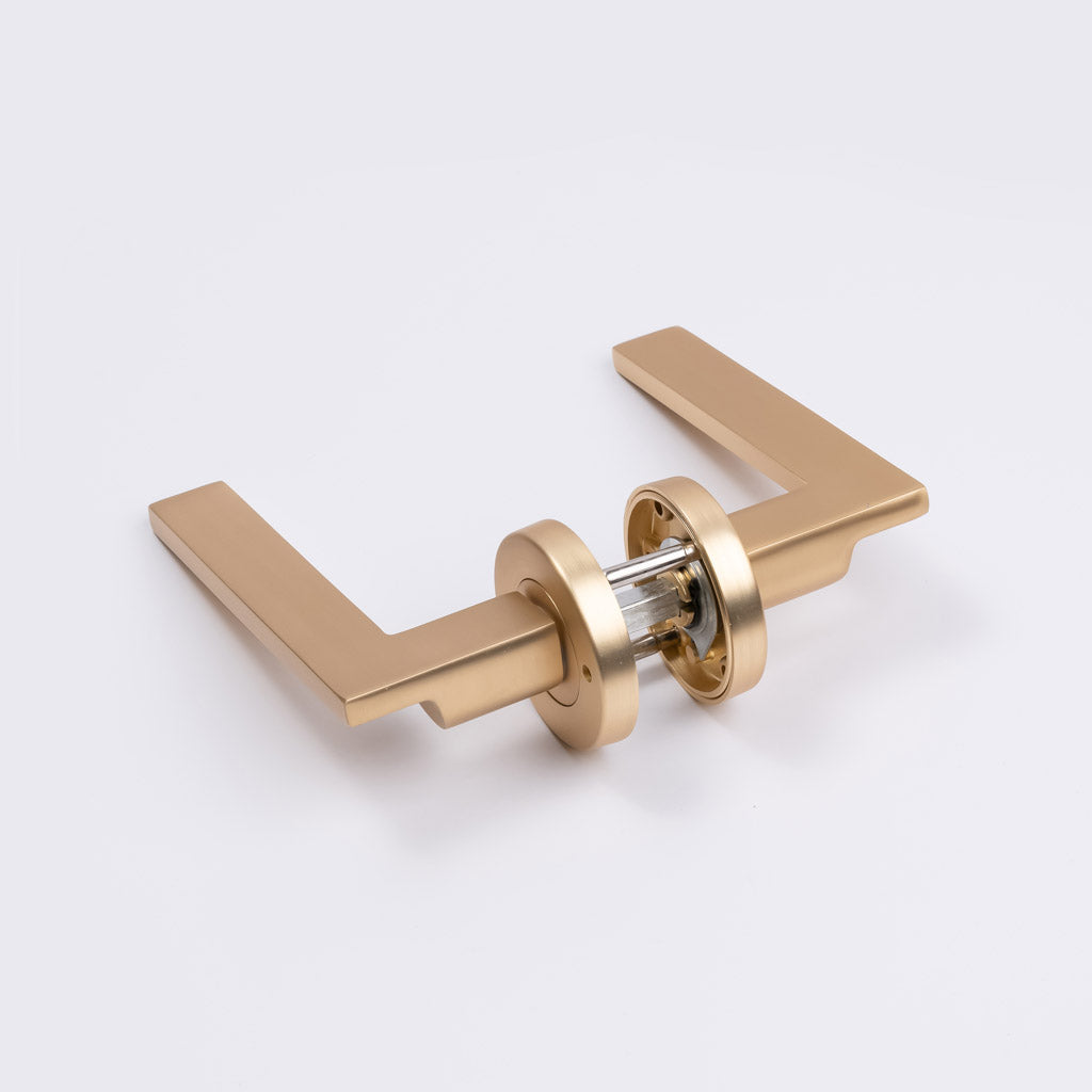 Satin Brass Privacy Door Handle - Hamilton - Manovella