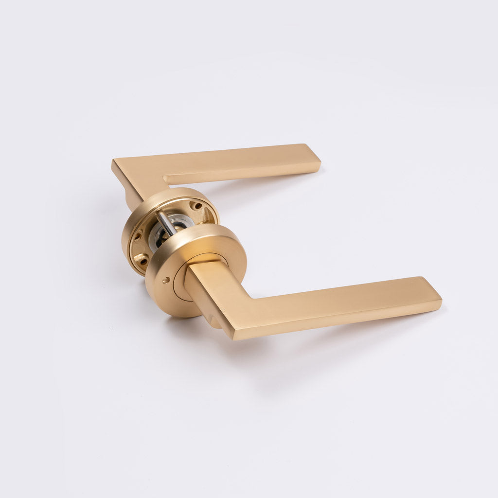 Satin Brass Privacy Door Handle - Hamilton - Manovella