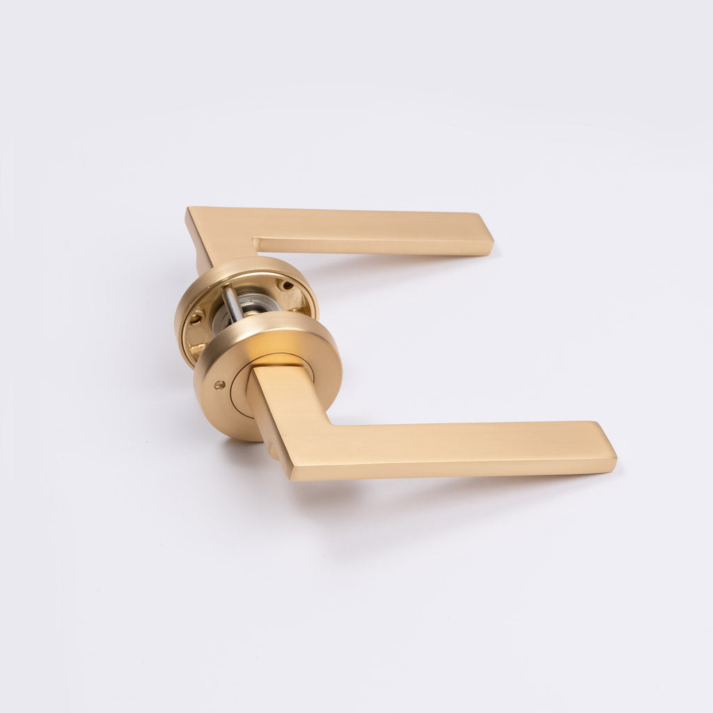 Satin Brass Privacy Door Handle - Hamilton - Manovella