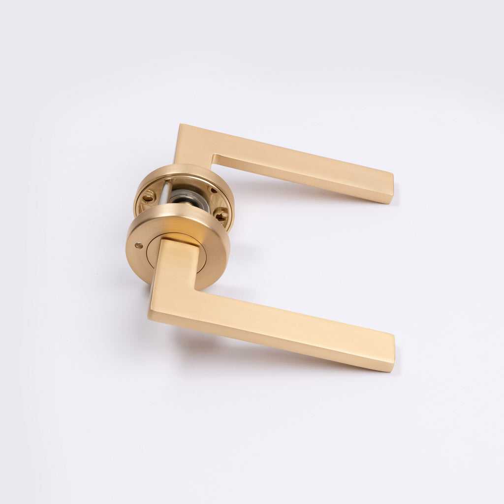 Satin Brass Privacy Door Handle - Hamilton - Manovella