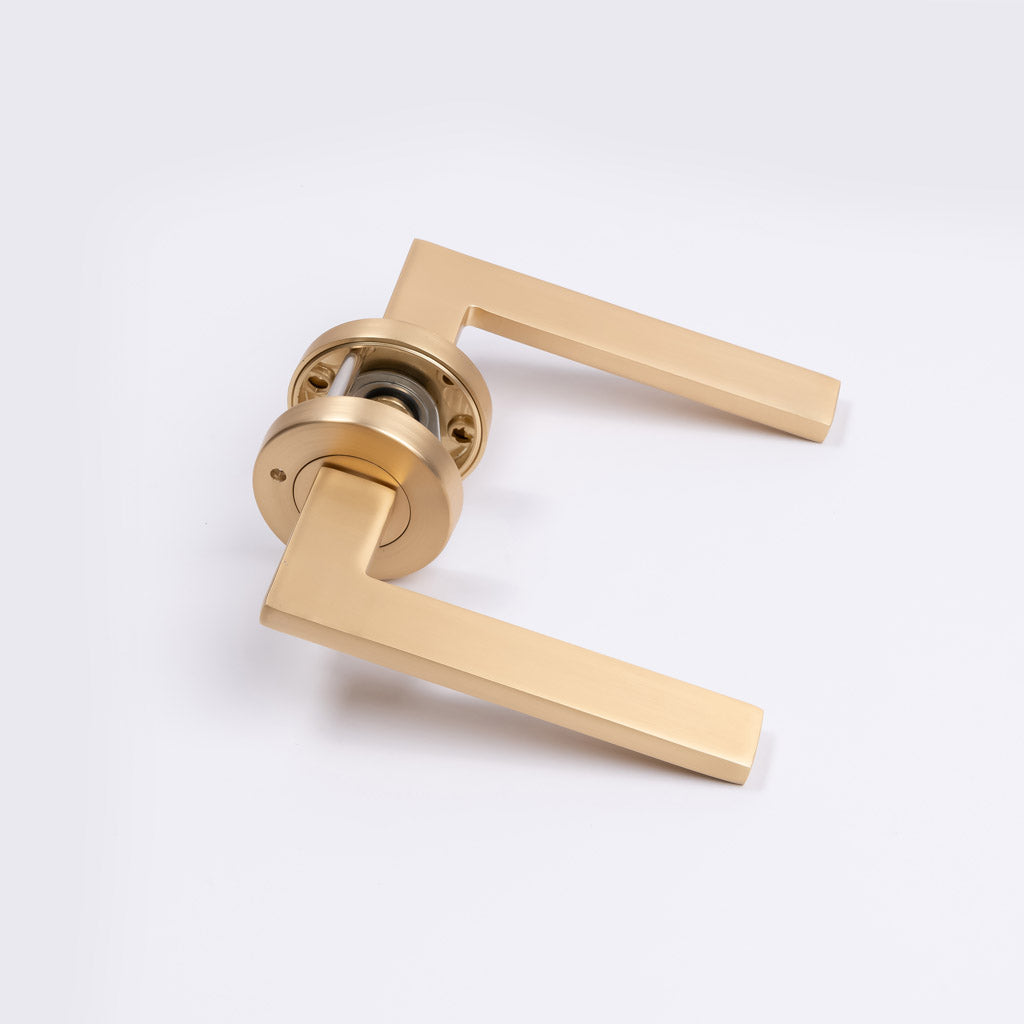 Satin Brass Privacy Door Handle - Hamilton - Manovella